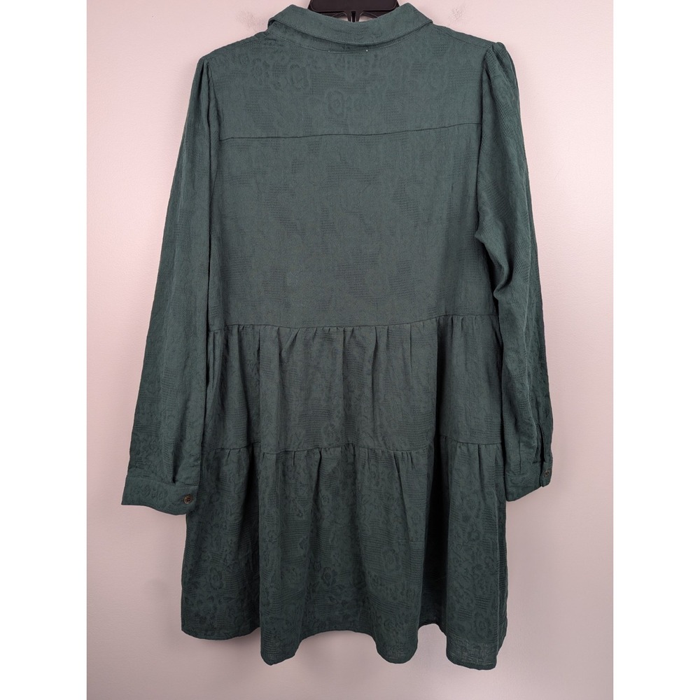 UMGEE Dress Womens M Green‎ Cotton Button Tiered Boho Peasant Ladies Textured - Picture 8 of 9